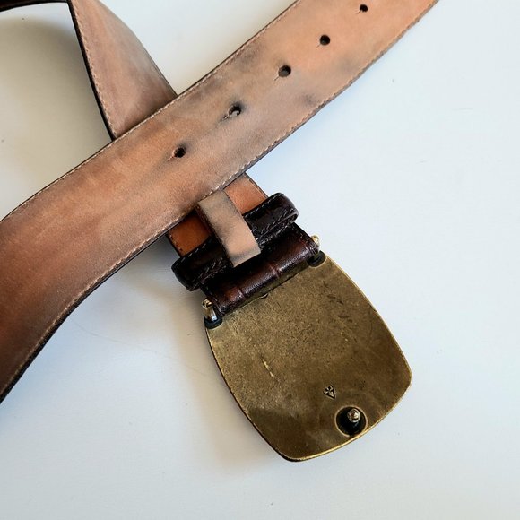 Josef soft brown leather belt with brass buckle. - Picture 8 of 10